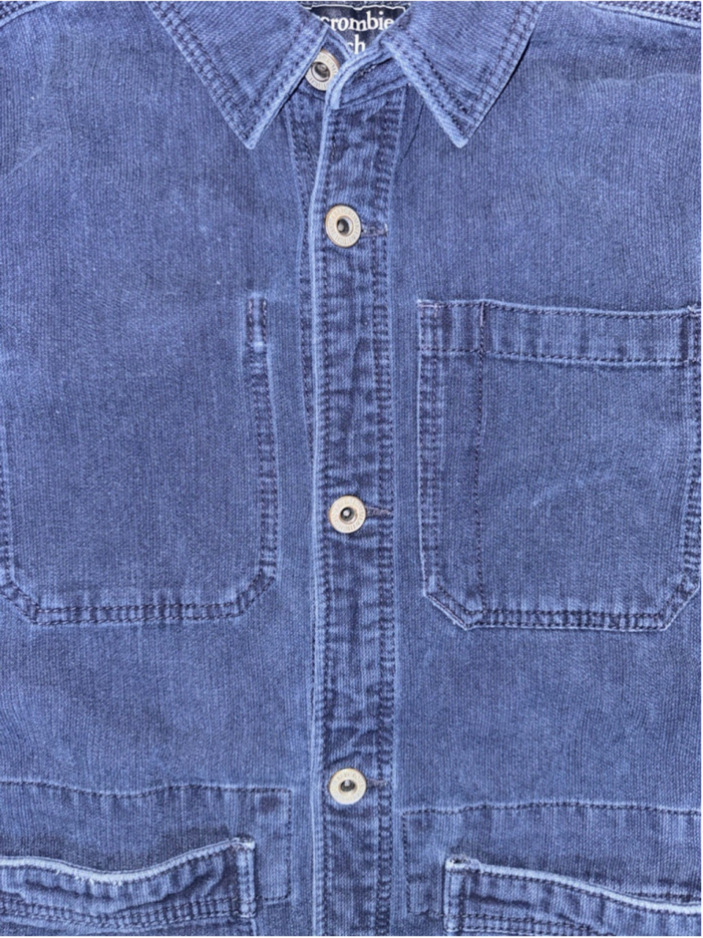 Abercrombie & Fitch True Indigo Chore Button Up Shirt Workwear Utility Large - Picture 4 of 10